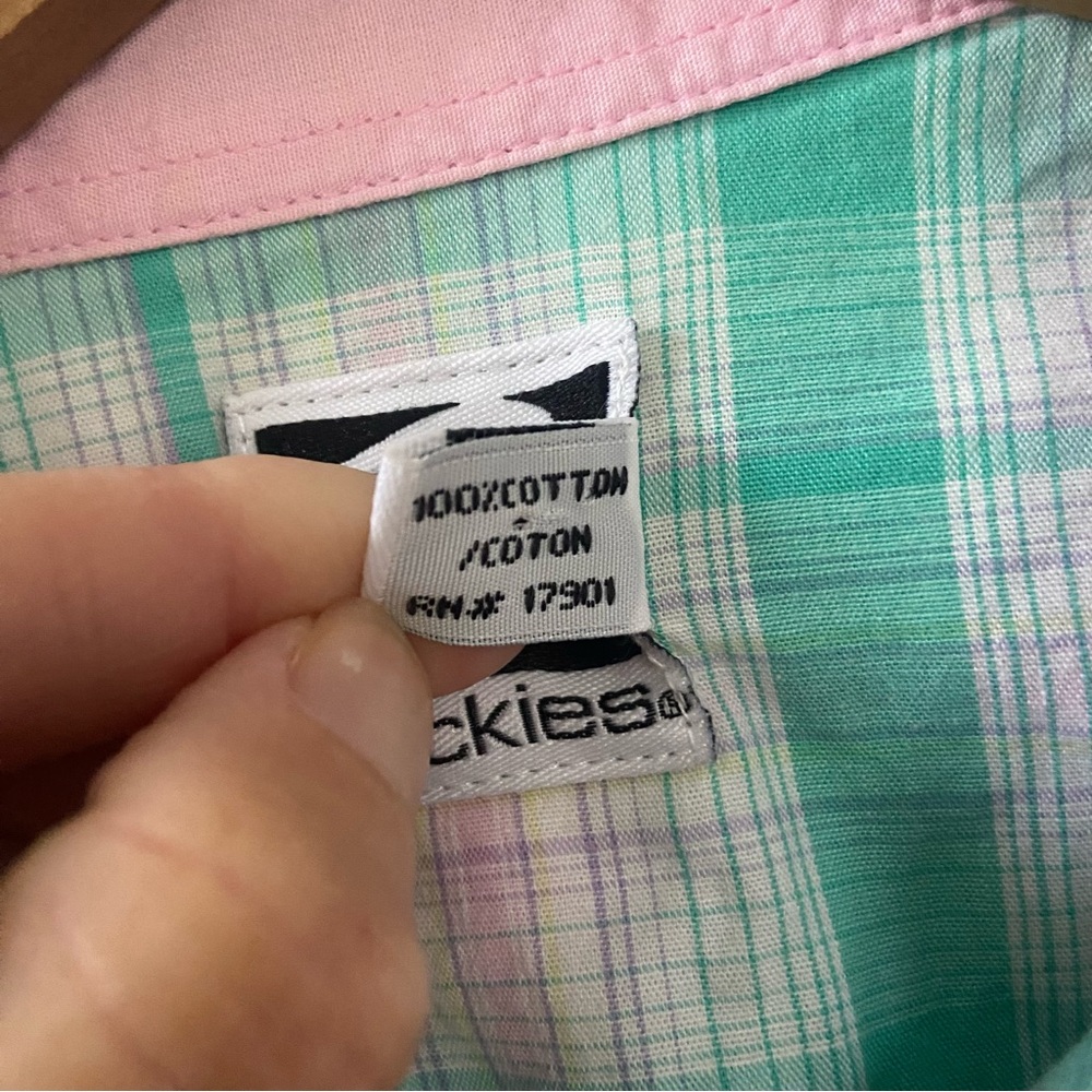Rockies Green Pink Pearl Snap Long Sleeve Western Shirt Medium - Picture 5 of 7